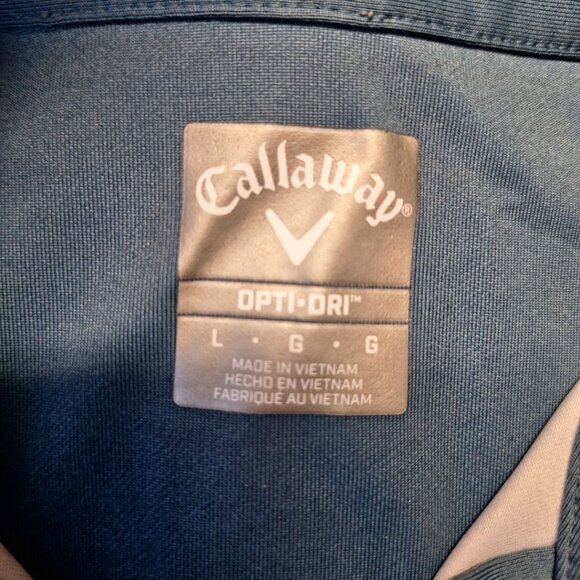Callaway Golf Shirt Pullover Collar Blue Mens Large Striped Opti Dri Athletic - Picture 4 of 7